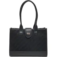 WITTCHEN Sac à bandoulière pour femme, classique, avec empiècement en tissu, noir, similicuir
