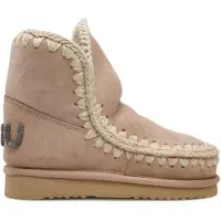 Mou pour femme. MU.FW101050A Bottines en cuir Eskimo 18 logo pailleté marron (38), Plat, Aucun, Casuel