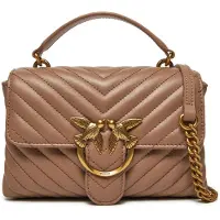 Pinko sac à main sac à épaule bandoulière Love Lady Puff Mini CL Sheep Nappa Chevron Ginger Biscuit - Antique Gold taupe