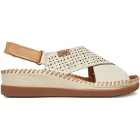 Pikolinos pour femme. W8K-0848C1 Sandales en cuir écru Cadaques (40), Blanc, 3 à 5 cm, Velcro, Casuel