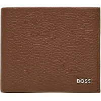 BOSS Portefeuille en cuir grainé avec logo en métal