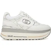 Liu jo pour femme. BF5011PX77601111 Baskets en cuir blanc Maxi Wonder (39), 3 à 5 cm, Lacets, Casuel