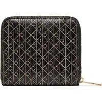 Calvin Klein Porte-monnaies 'Coated Emblem Print Zip-around' beige / noir