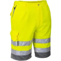 Portwest Bermuda Hivis Poly-coton Couleur : Jaune/gris Taille Xs