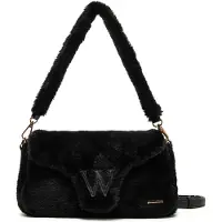 WITTCHEN Sac à bandoulière pour femme avec bordure en fourrure, polyester noir