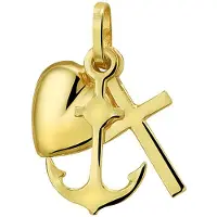 Marie-Celeste Anhänger Glaube, Hoffnung und Liebe - Gold, (Or jaune)