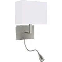 Searchlight Applique contemporaine Hotel Acier Chrome Tissu 2 Luminaires E27-Led