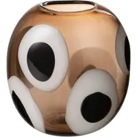 J-Line Vase Verre Blanc Marron Petit Izzy