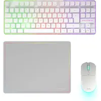 Mars Gaming MCPWTKLWES, Sans fil, Sans fil RF + USB, Interrupteur à membrane, QWERTY, RGB LED, Blanc