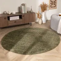 NATURL. Tapis rond à poils longs – Wish Vert | Ø 120cm | Rond | Pile haute