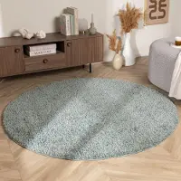 NATURL. Tapis rond à poils longs – Wish Bleu/Vert | Ø 80cm | Rond | Pile haute