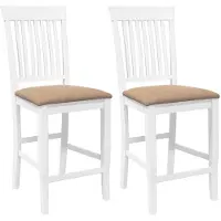 vidaXL Tabouret de bar avec coussin 2 pcs. Blanc Bois massif Hévéa