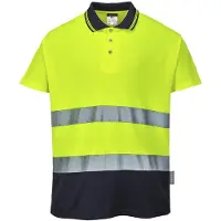 Portwest S174 Polo bicolore coton confort Jaune/Navy Taille S