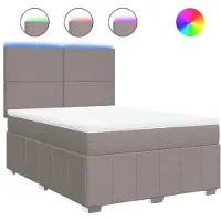vidaXL Lit boxspring avec matelas Taupe 140x190 cm Tissu