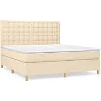 vidaXL Lit boxspring avec matelas Crème 180x200 cm Tissu