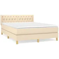 vidaXL Lit boxspring avec matelas Crème 140x200 cm Tissu