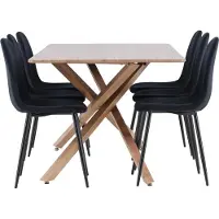 Ebuy24 Piazza ensemble pour salle à manger table 90x180cm et 6 chaises velours mocca.