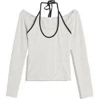 Bershka T-shirt gris clair / noir