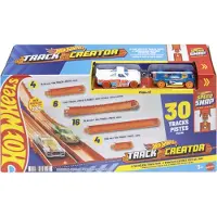 Mattel Toy Car Track Set Set Track Creator Deluxe Pack & 2 1:64 Scale Die-Cast Vehicles 25 pieds de differentes longueurs de vitesse et de co
