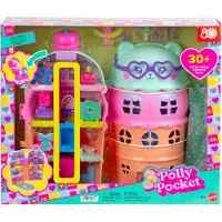 Polly Pocket Micro Dolls & Large Gelato House Playset Thme Ours Glac avec plus de 25 accessoires, y compris des meubles, de la nourriture et de