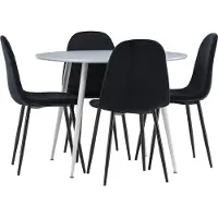 Ebuy24 Plaza ensemble pour salle à manger table Ø100cm et 4 chaises velours gris.