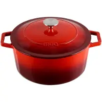 Moa Casserole en fonte - Capacité 5,7 litres - 26CM - Ronde - Toutes sources de chaleur - Egalement pour induction - Poids 5,8 kg - Rouge cerise - C26CB