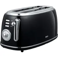 Moa Retro Toaster XL - 6 niveaux de chaleur - 4 sandwichs simultanés - 1500W - Fonction de réchauffage et de décongélation - Noir - T5B