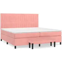 vidaXL Lit boxspring avec matelas rose 200x200 cm velours