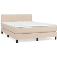 vidaXL Lit Boxspring Matelas Marron Cappuccino 140x200cm Similicuir