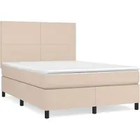 vidaXL Lit Boxspring Matelas Marron Cappuccino 140x190cm Similicuir