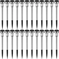 TecTake Lot de 24 lampes solaires LED lumière colorée - argent