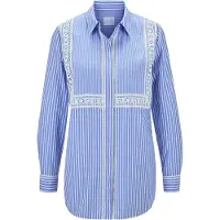 MADELEINE Chemisier bleu clair / blanc cassé