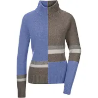 MADELEINE Pull-over bleu / marron / gris chiné / blanc