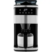 Medion Machine à café avec moulin et thermos (1 litre, max. 8 tasses, 8 niveaux de mouture, max. 1000 watts, minuterie, écran LED, stop-goutte, filtre permanent, MD19911)