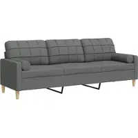vidaXL Canapé 3 places avec oreillers gris foncé 210 cm tissu