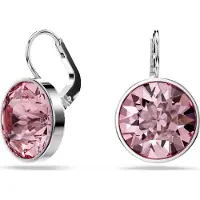 Swarovski Bella Earrings Round cut Pink Rhodium topcoat One Size Crystals rhodiumplated glass, (Rhodium)