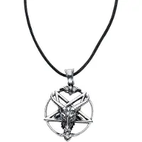 EtNox hard and heavy Collier Gothic de - Pentagramme Bouc - pour Unisexe - couleur argent - Taille Standard