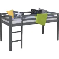 Homestyle4u Lit Mezzanine Gris Avec Echelle 90 X 200 Cm