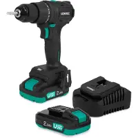 Vonroc PRO Perceuse sans fil 20 V – Moteur sans balais – 40 Nm | Avec 2 batteries 2,0 Ah et chargeur