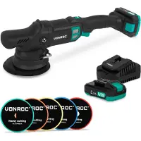 Vonroc PRO Dual Polisseuse Action 20 V – Ø 150 mm | Avec 2 batteries 2,0 Ah, Chargeur Rapide et 5 disques de polissage