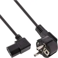 InLine 16752C Netzkabel, Schutzkontakt gewinkelt auf Kaltgerätestecker C13 rechts abgewinkelt, 1m, schwarz