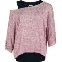 RED by EMP T-shirt manches longues de - Cuddly Loose - S - XXL - pour Femme - noir/rouge foncé - Taille XL