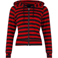 Banned Sweat-shirt à capuche de - Cat Ears Striped Hoodie - S - XL - pour Femme - noir/rouge - Taille S