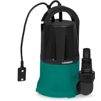 Vonroc Pompe submersible 400W – 6000l/h – Pompe d’aspiration plate | Pour eaux propres
