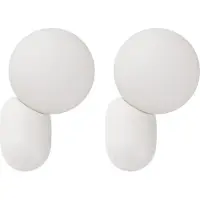 Beliani Set of 2 Wall Lamps Resin White Opaque Glass Lampshade Vintage Style