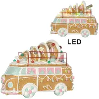 Clayre & Eef Maison en pain d'épices avec LED Bus LED 2xAAA Brun Métal