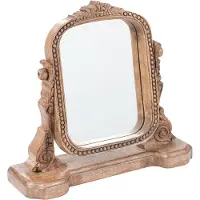Beliani Miroir décoratif en bois de manguier brun pour coiffeuse, accessoires de salon, chambre à coucher