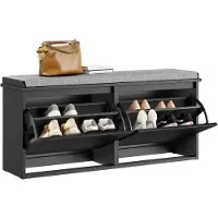 SoBuy banc rangement chaussures porte coulissante Gris Foncé Moderne FSR98-XL-SCH