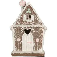 Clayre & Eef Maison en pain d'épices avec LED 14x9x21 cm brun plastique