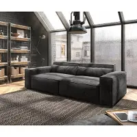 DELIFE Grand Canapé Sirpio 230x95 cm Microfibre Noir avec Tabouret